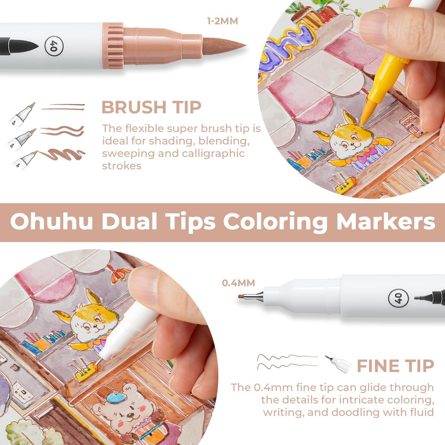 100 Colors Dual Brush Markers - Image 3