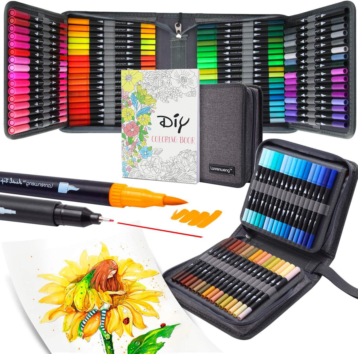 100 Colors Duo Tip Pens Fineliners Art Markers