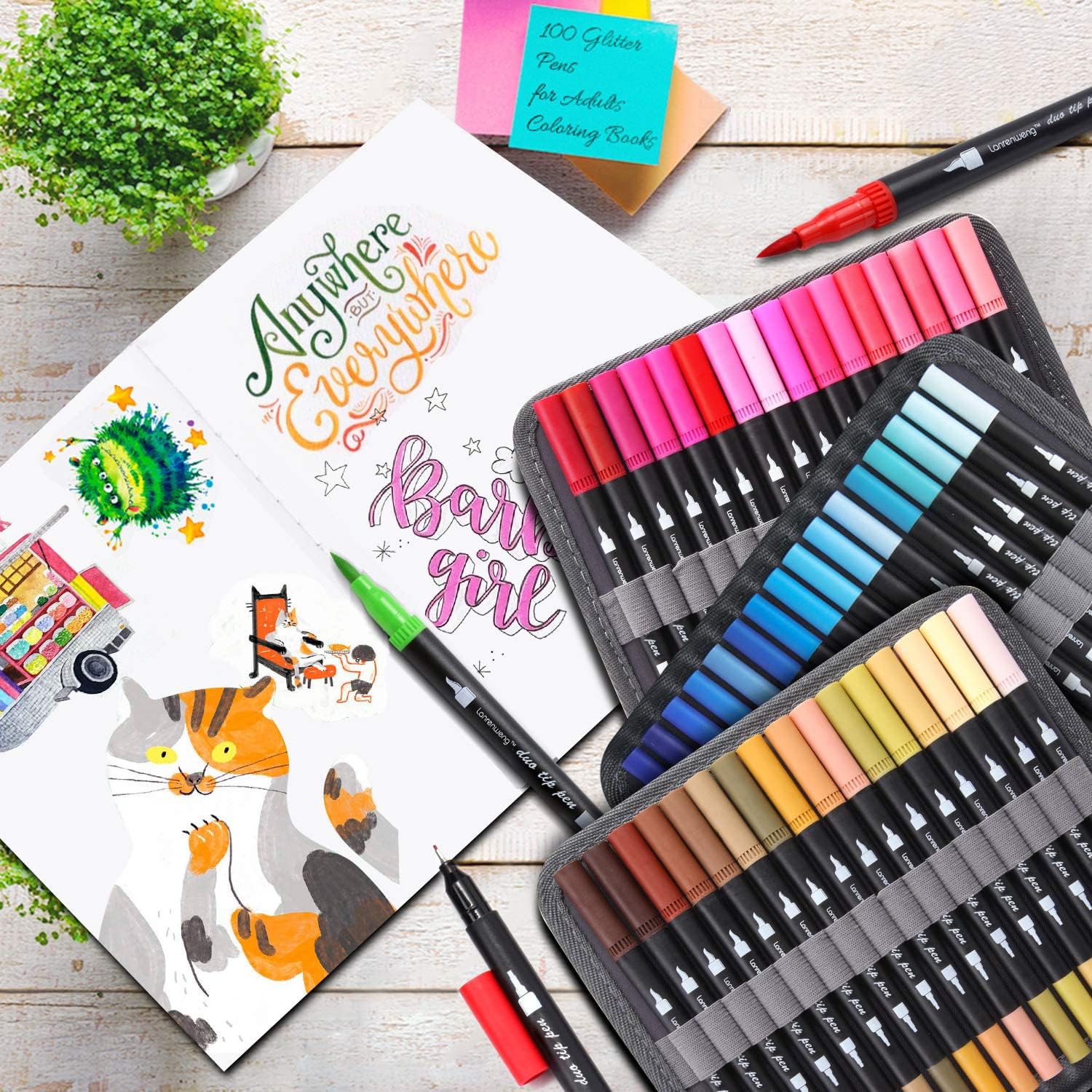 100 Colors Duo Tip Pens Fineliners Art Markers - Image 2
