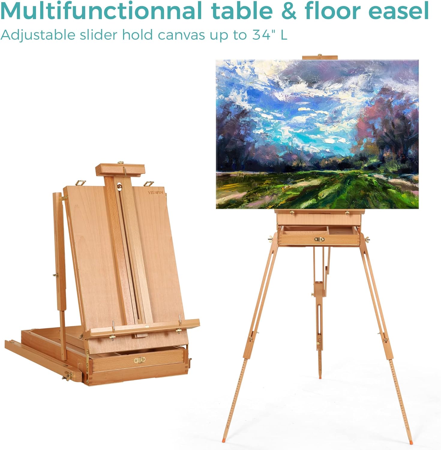 Adjustable Sketchbox Easel with Drawer - Image 5