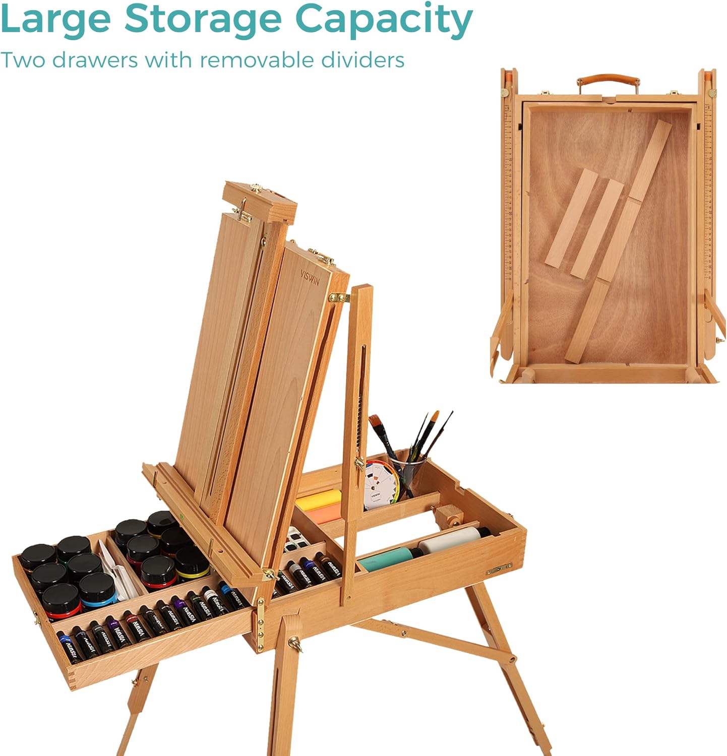 Adjustable Sketchbox Easel with Drawer - Image 3